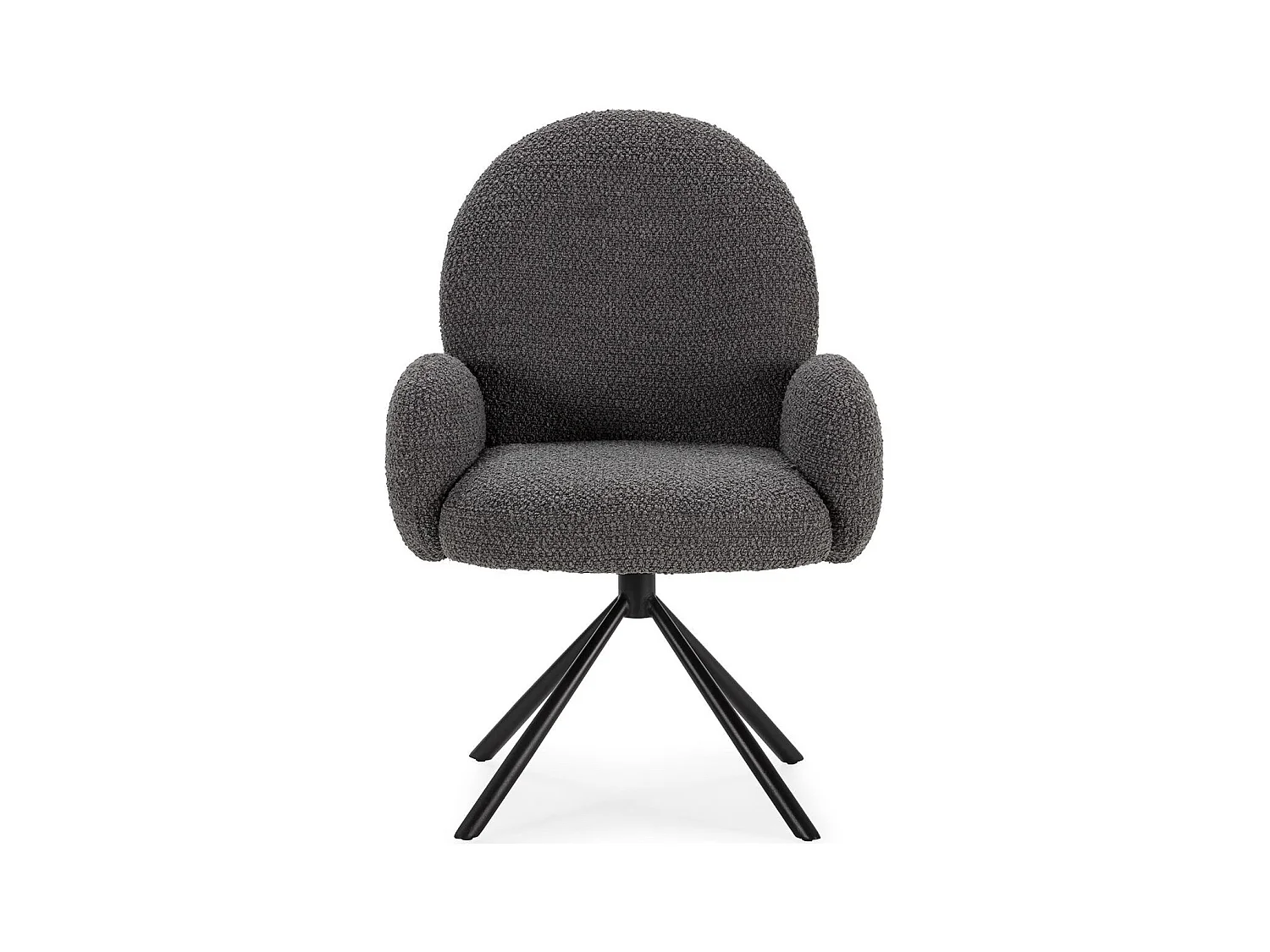 Fauteuil de table pivotant en tissu bouclé gris foncé - Opaline