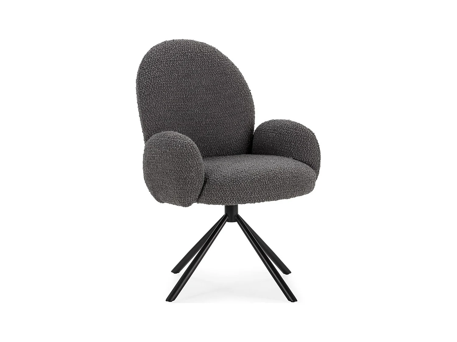 Fauteuil de table pivotant en tissu bouclé gris foncé - Opaline