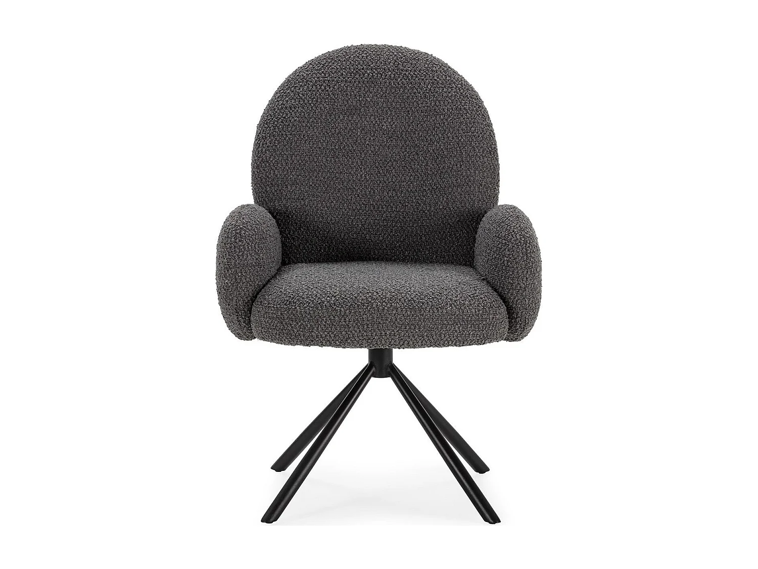 Fauteuil de table pivotant en tissu bouclé gris foncé - Opaline