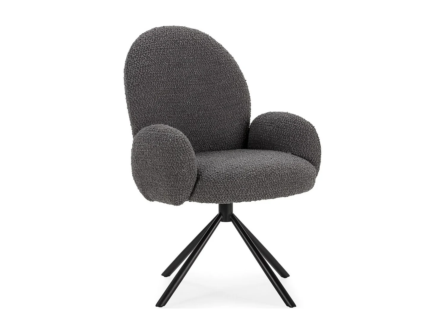 Fauteuil de table pivotant en tissu bouclé gris foncé - Opaline