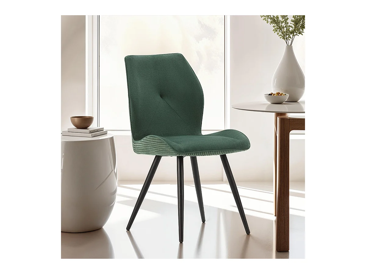 Lot de 2 chaises en velours côtelé vert - Lykke