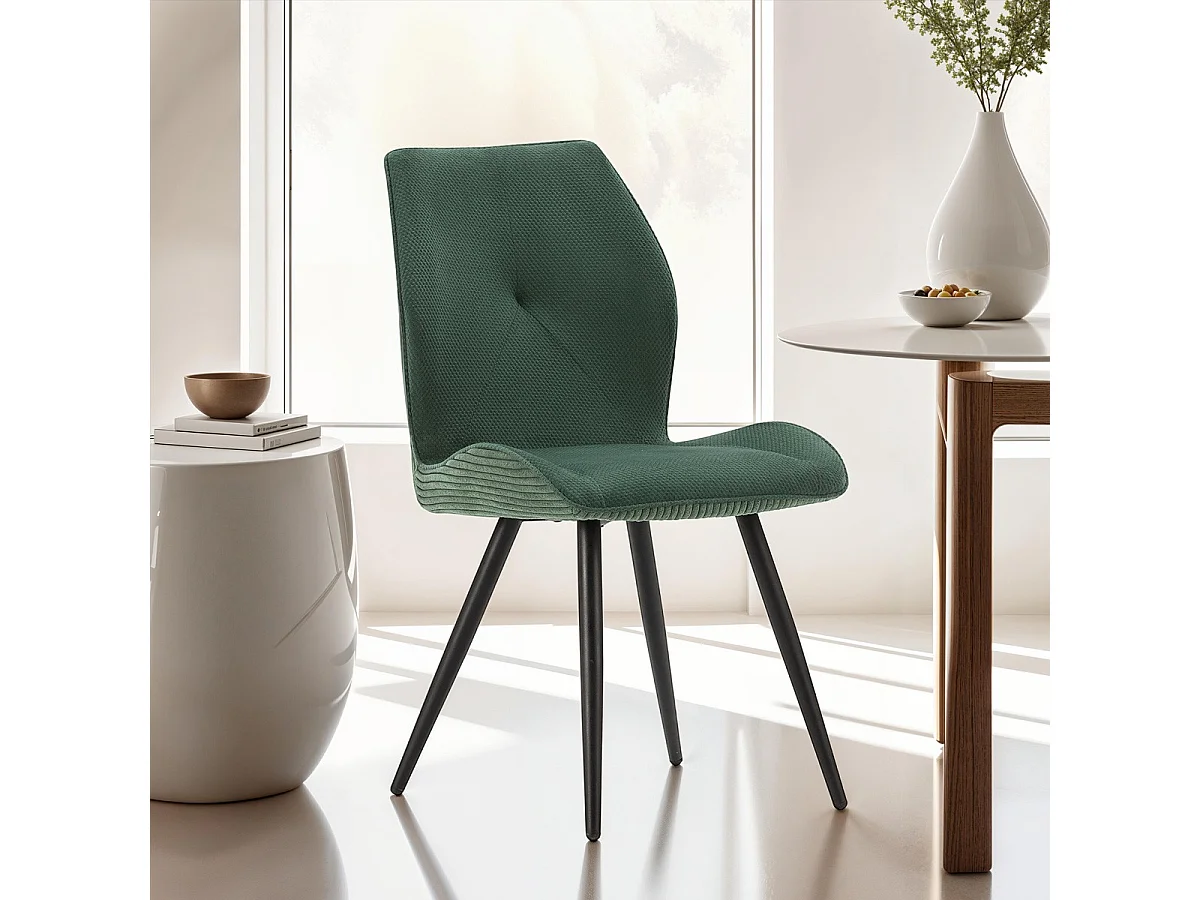 Lot de 2 chaises en velours côtelé vert - Lykke
