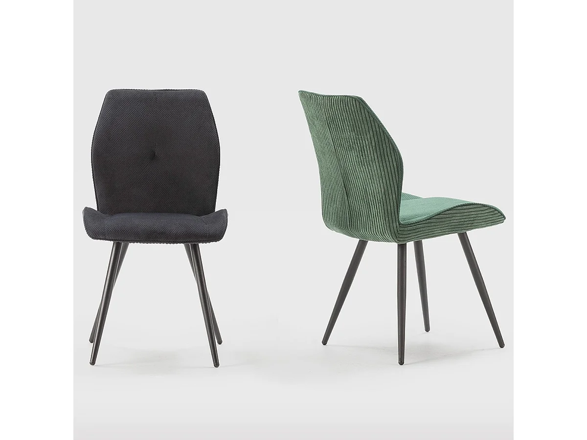 Lot de 2 chaises en velours côtelé vert - Lykke