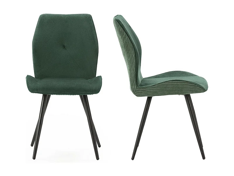 Lot de 2 chaises en velours côtelé vert - Lykke