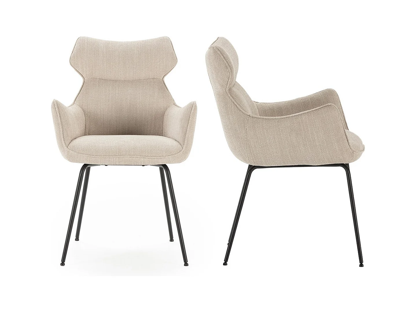 Lot de 2 fauteuils de table en tissu beige - Iconic