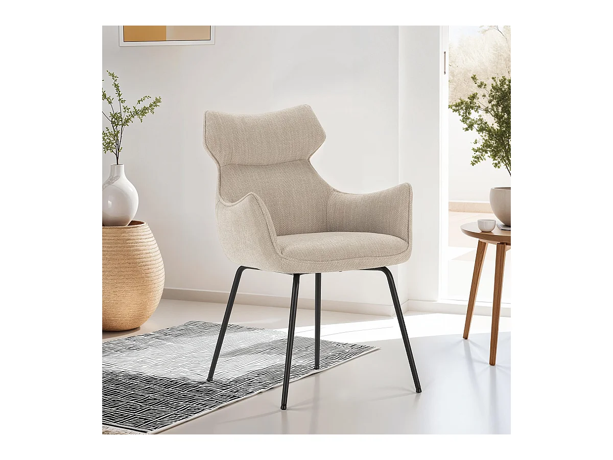 Lot de 2 fauteuils de table en tissu beige - Iconic