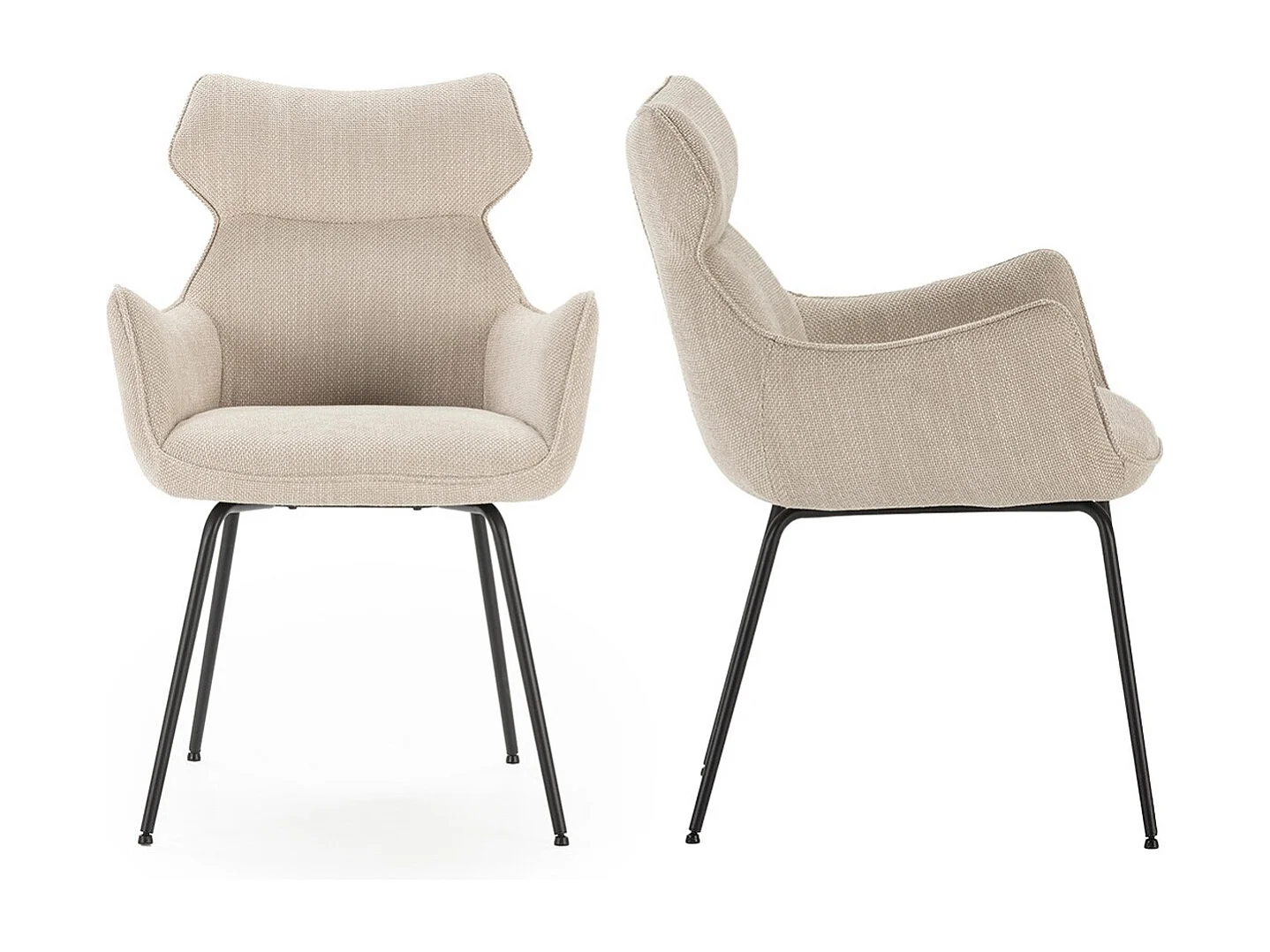 Lot de 2 fauteuils de table en tissu beige - Iconic