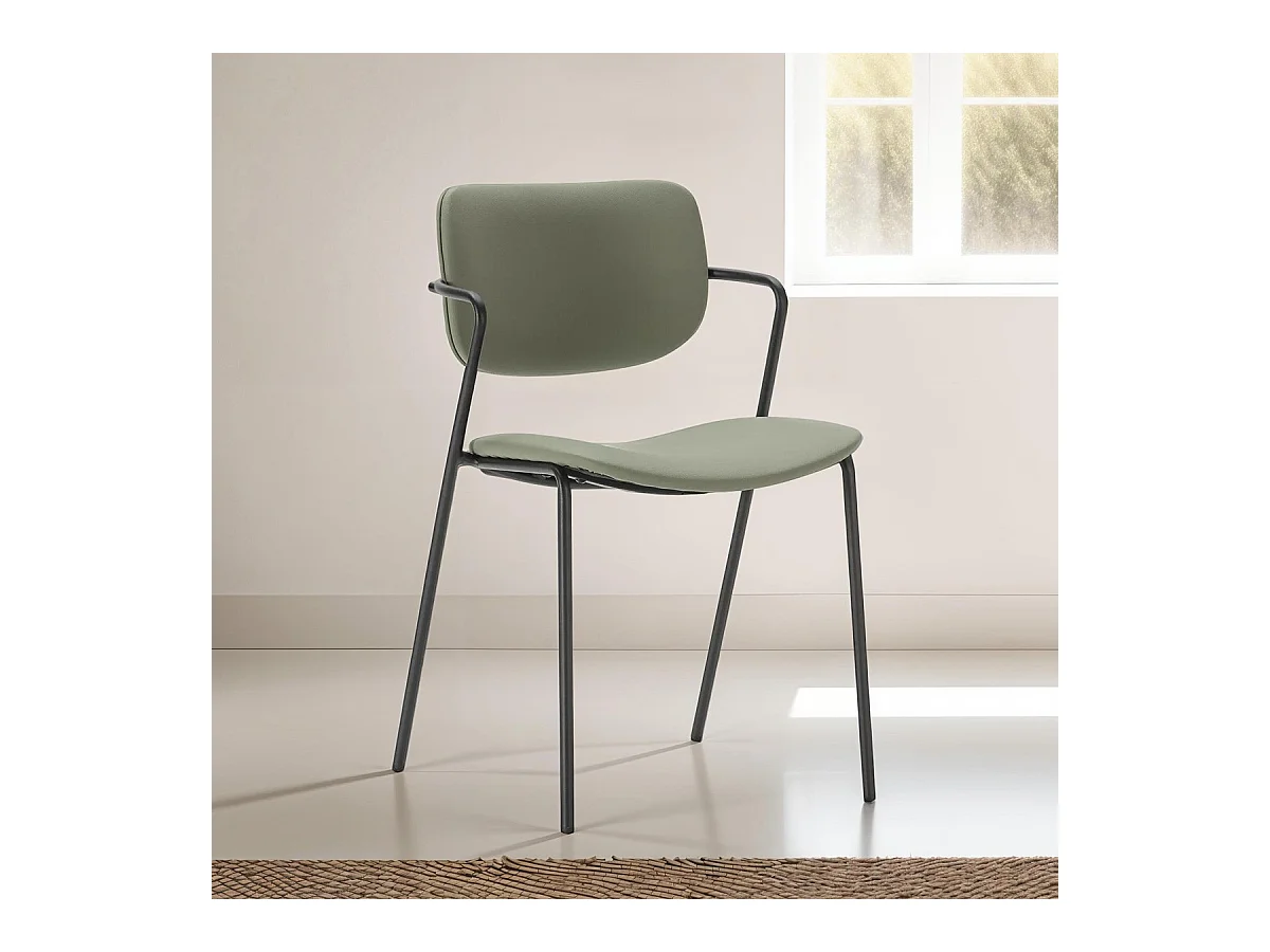 Lot de 2 chaises en simili vert olive - Skandi