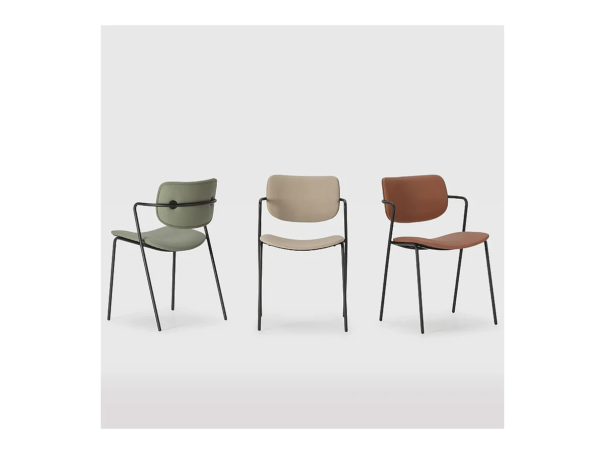 Lot de 2 chaises en simili vert olive - Skandi