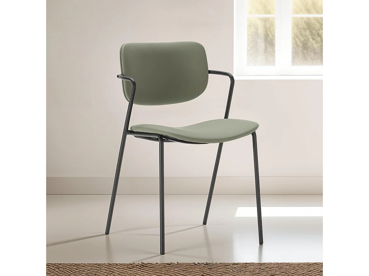 Lot de 2 chaises en simili vert olive - Skandi