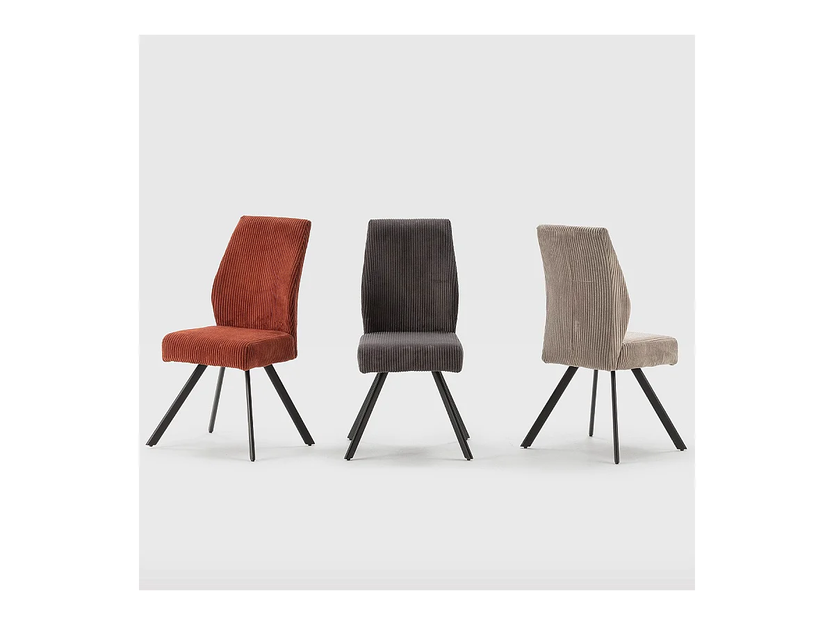 Lot de 2 chaises en velours côtelé rouille - Lagom