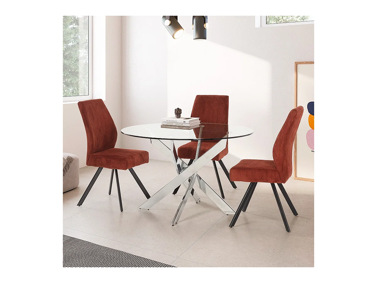 Lot de 2 chaises en velours côtelé rouille - Lagom