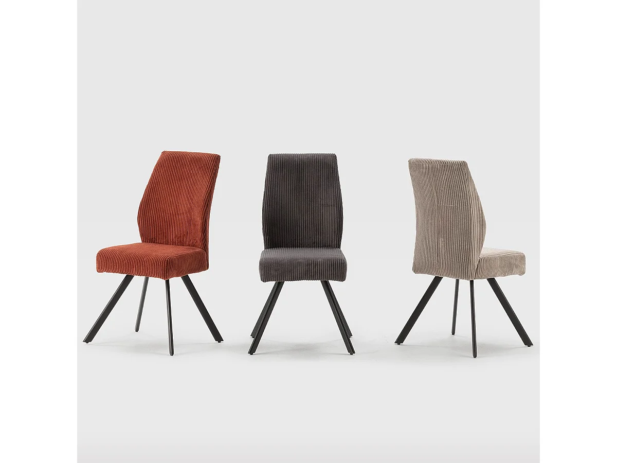 Lot de 2 chaises en velours côtelé rouille - Lagom