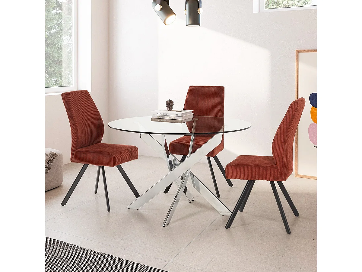 Lot de 2 chaises en velours côtelé rouille - Lagom