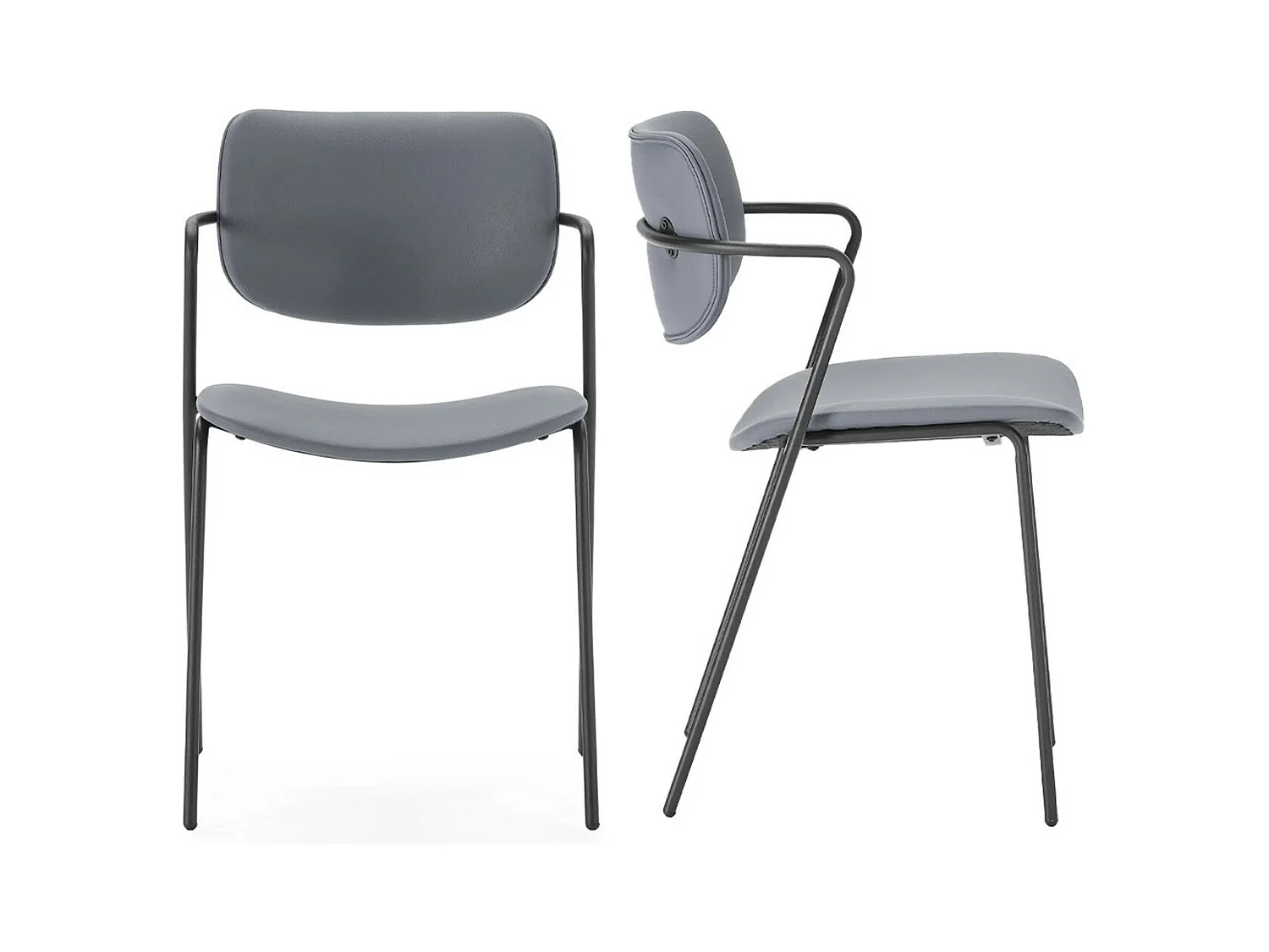 Lot de 2 chaises en simili gris foncé - Skandi