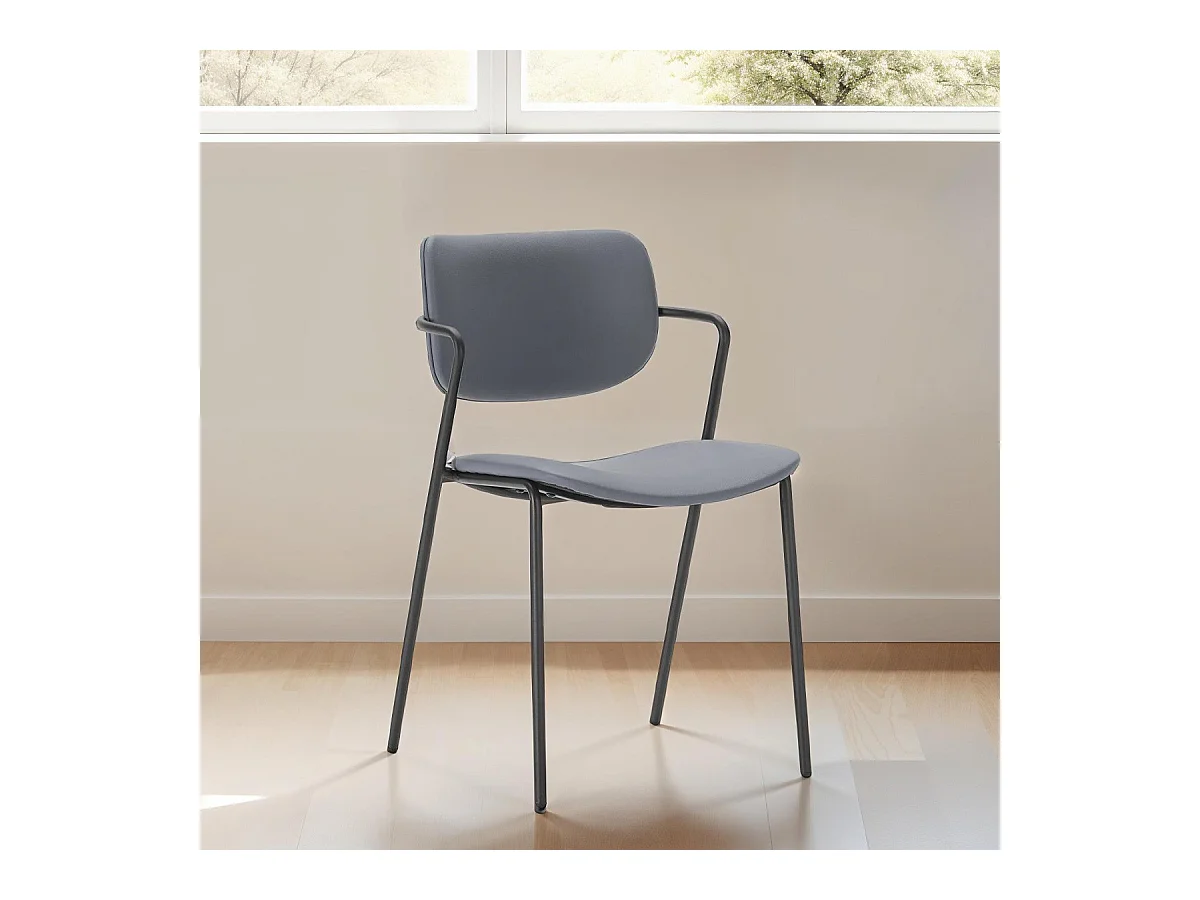 Lot de 2 chaises en simili gris foncé - Skandi