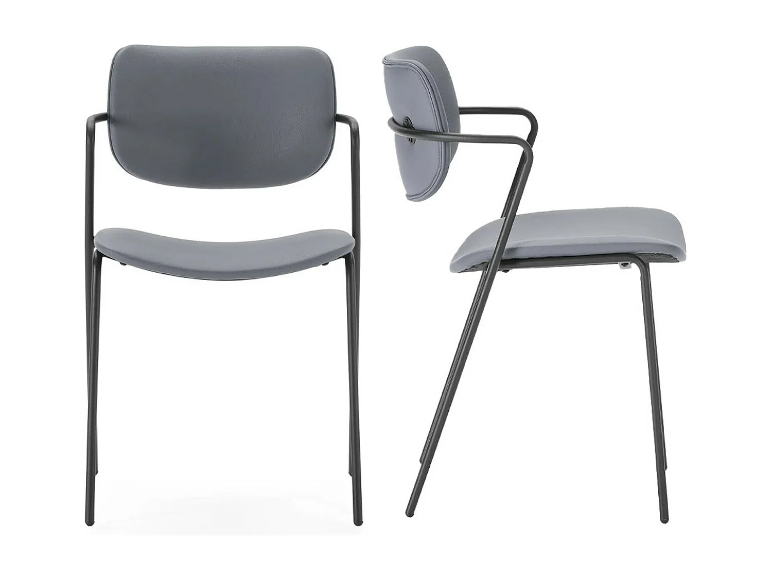Lot de 2 chaises en simili gris foncé - Skandi