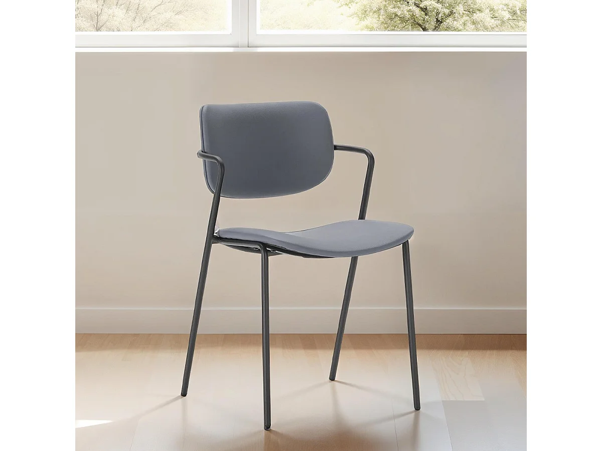 Lot de 2 chaises en simili gris foncé - Skandi