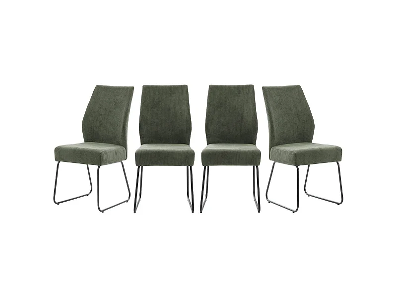 Lot de 4 chaises en velours côtelé vert - Stuga