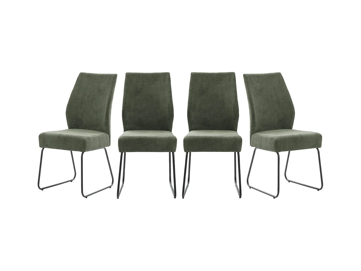 Lot de 4 chaises en velours côtelé vert - Stuga