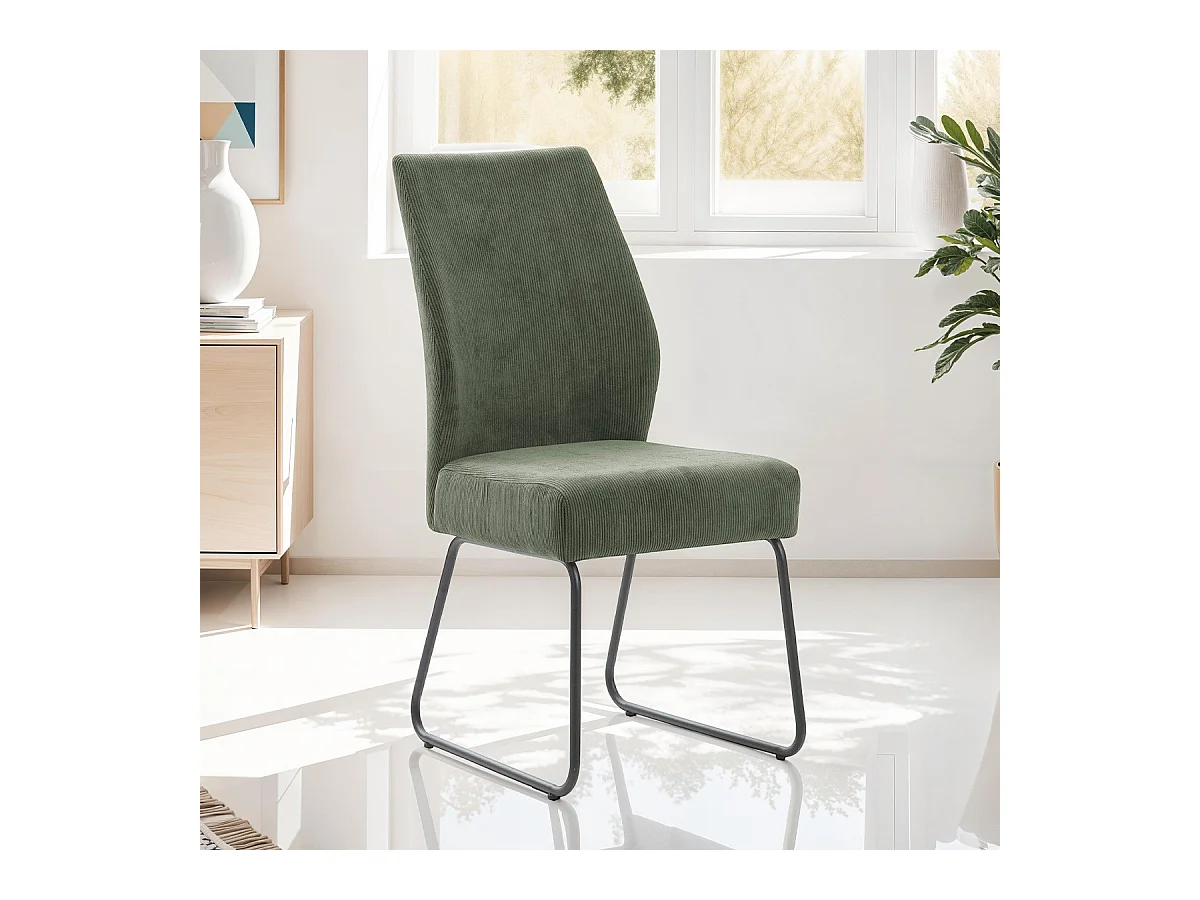 Lot de 4 chaises en velours côtelé vert - Stuga