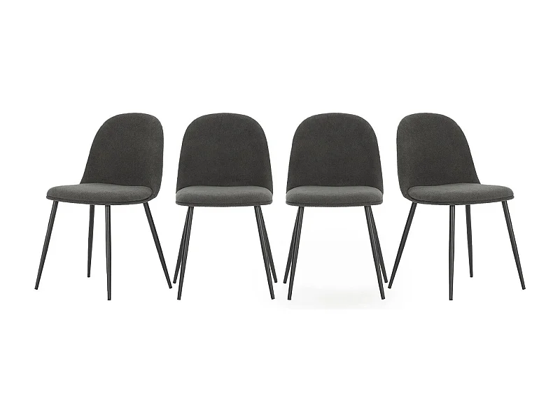Lot de 4 chaises en tissu gris foncé - Haven