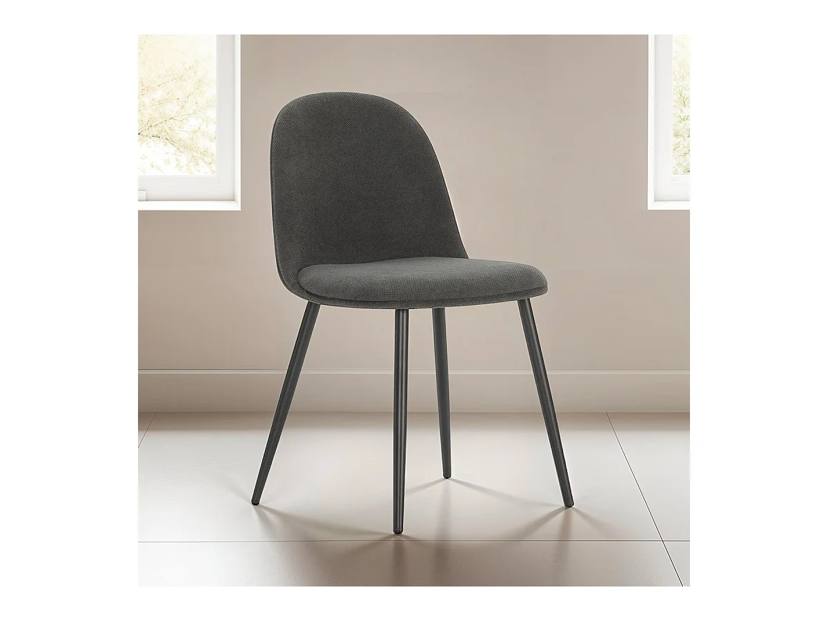 Lot de 4 chaises en tissu gris foncé - Haven