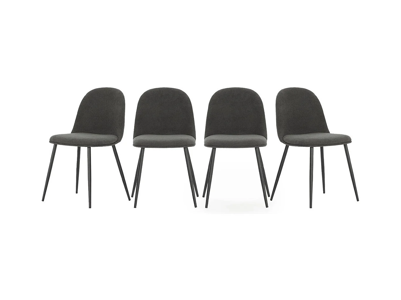 Lot de 4 chaises en tissu gris foncé - Haven