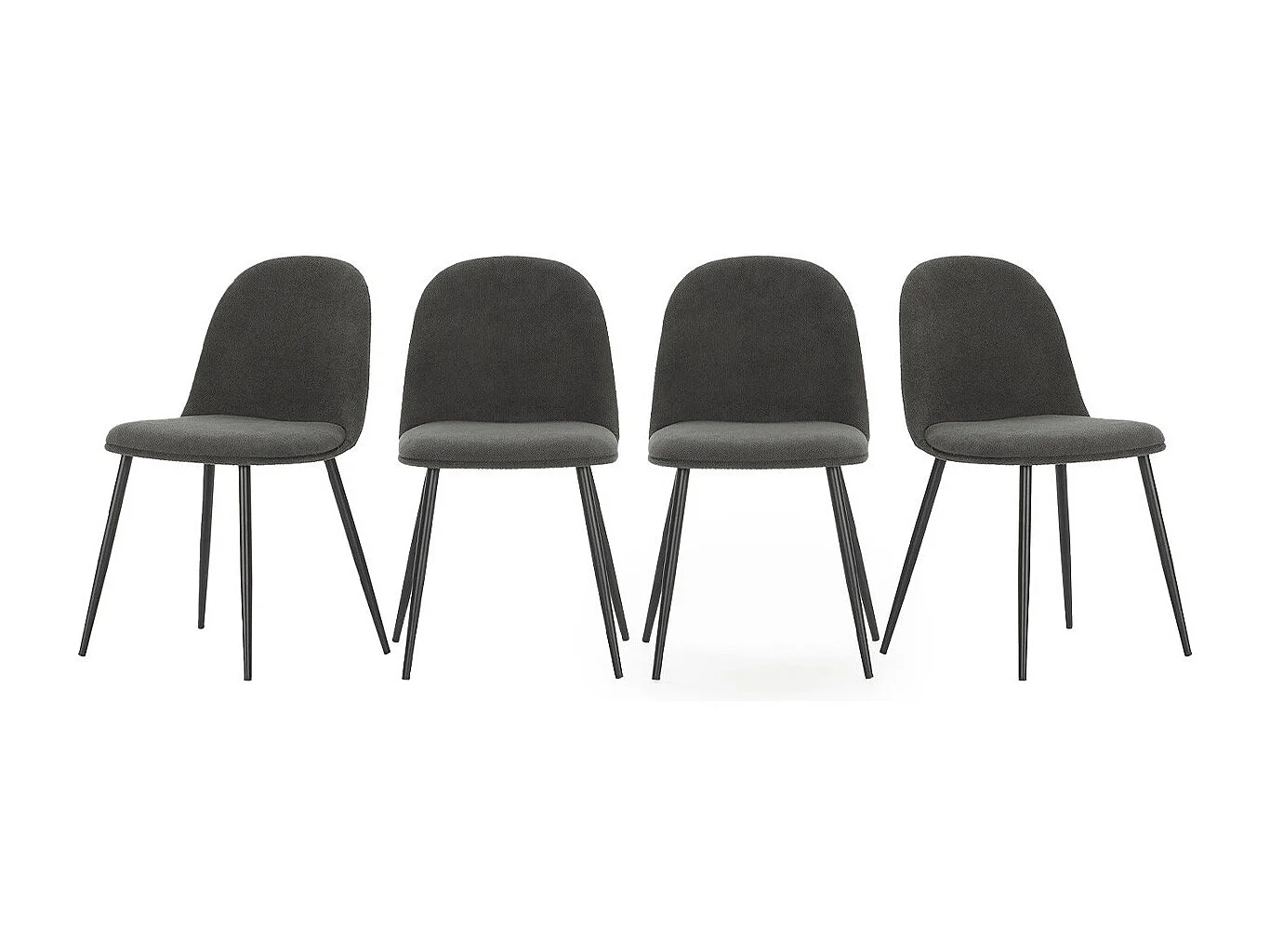 Lot de 4 chaises en tissu gris foncé - Haven