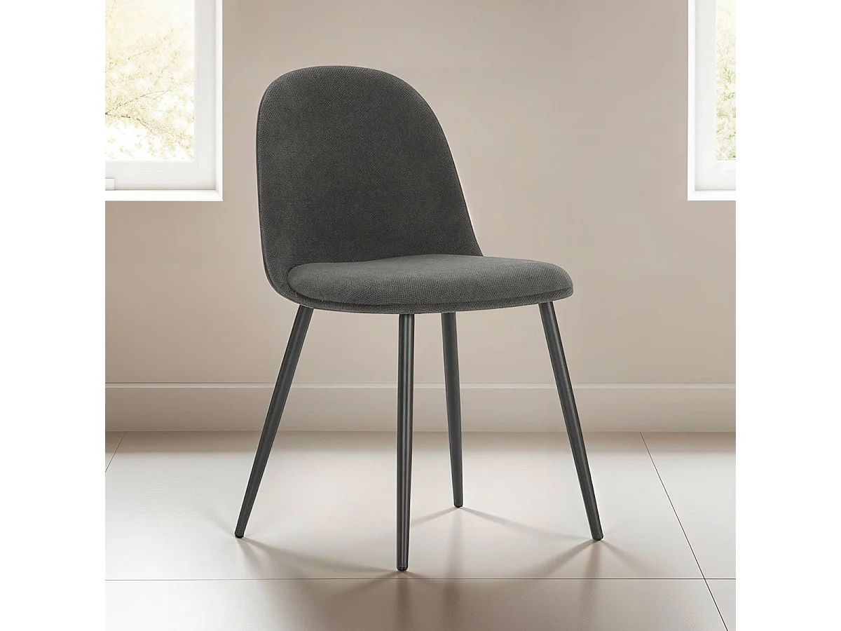 Lot de 4 chaises en tissu gris foncé - Haven