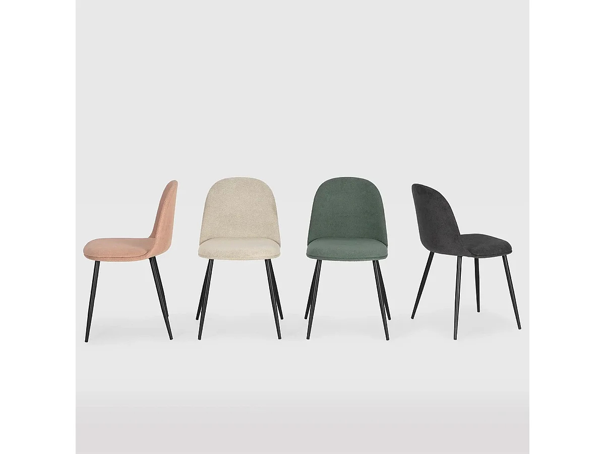 Lot de 4 chaises en tissu gris foncé - Haven