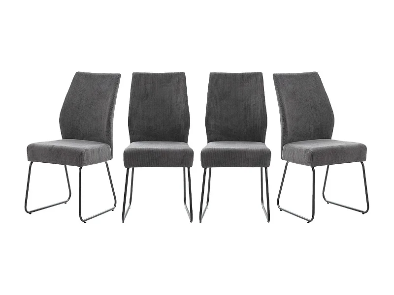 Lot de 4 chaises en velours côtelé gris anthracite - Stuga