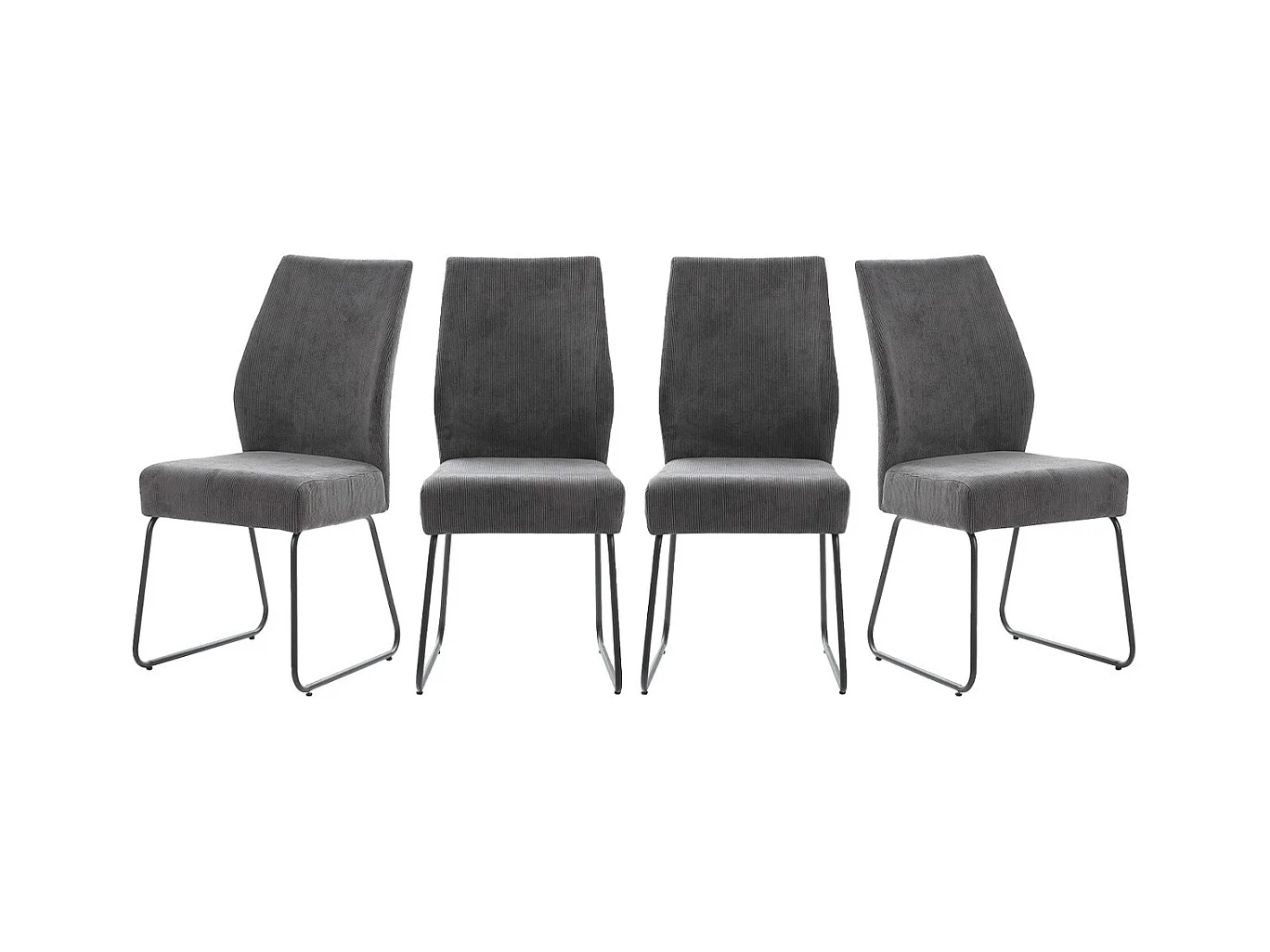 Lot de 4 chaises en velours côtelé gris anthracite - Stuga