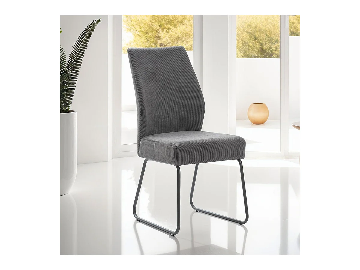 Lot de 4 chaises en velours côtelé gris anthracite - Stuga