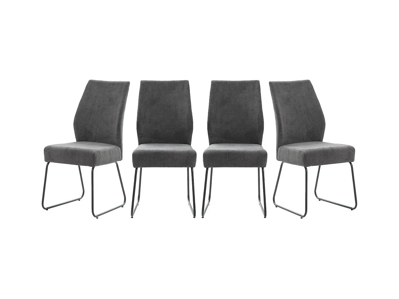 Lot de 4 chaises en velours côtelé gris anthracite - Stuga