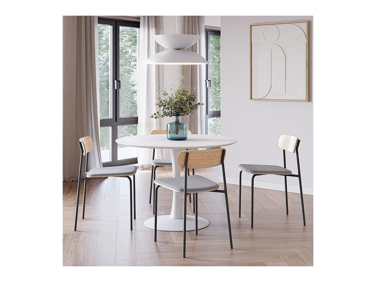 Lot de 2 chaises en tissu taupe et effet bois - Svala