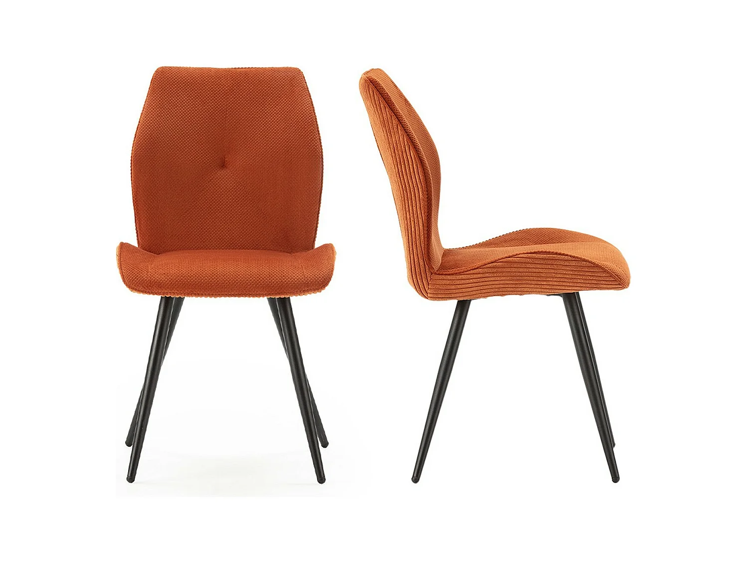 Lot de 2 chaises en velours côtelé rouille - Lykke