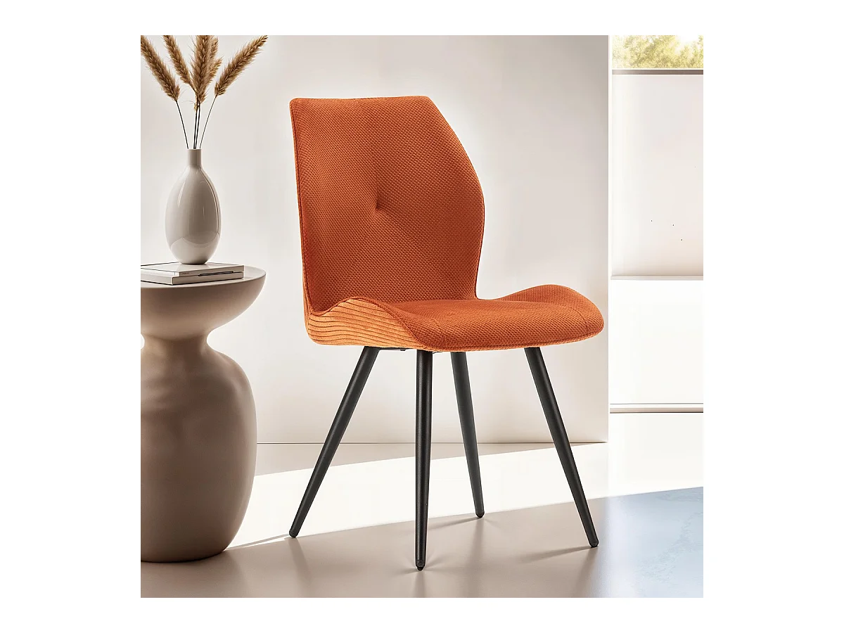 Lot de 2 chaises en velours côtelé rouille - Lykke