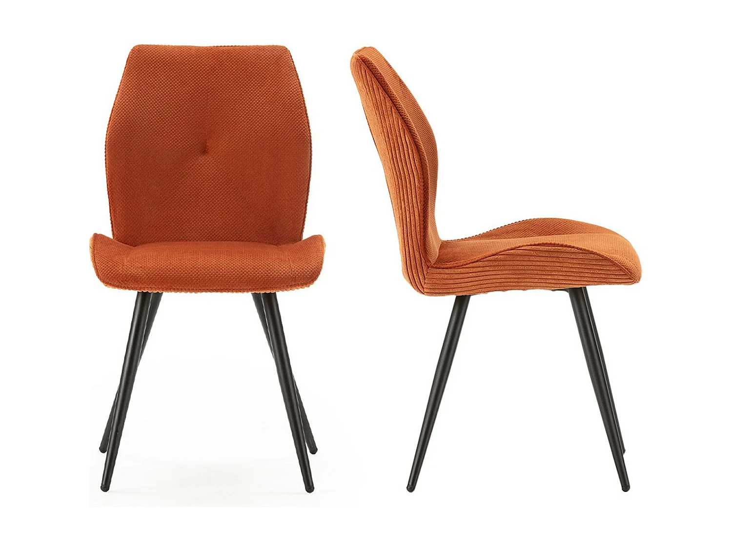 Lot de 2 chaises en velours côtelé rouille - Lykke