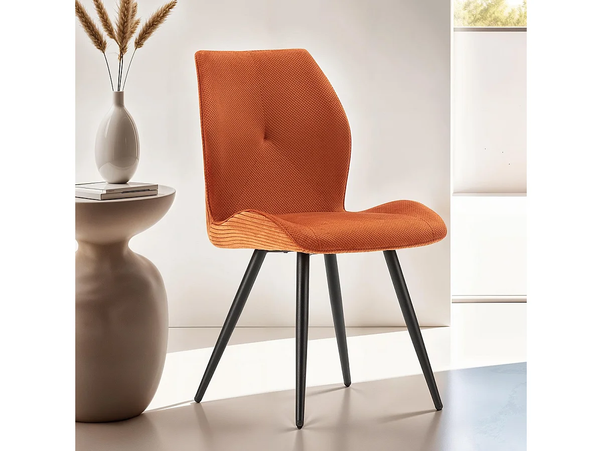 Lot de 2 chaises en velours côtelé rouille - Lykke