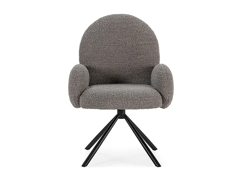 Fauteuil de table pivotant en tissu bouclé gris clair - Opaline