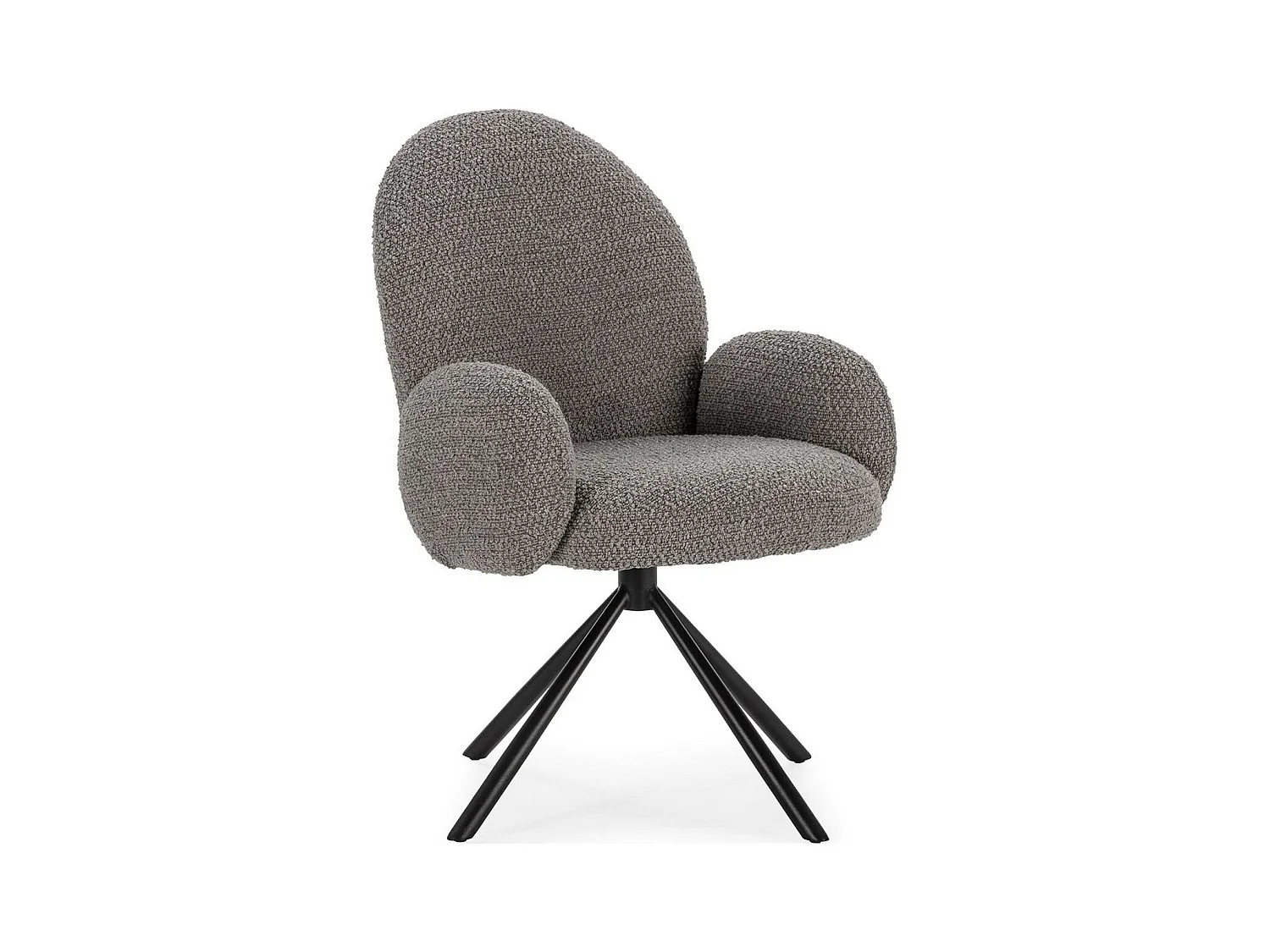 Fauteuil de table pivotant en tissu bouclé gris clair - Opaline