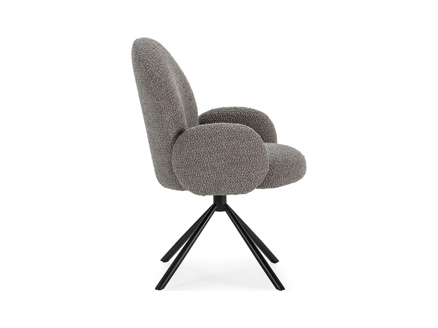 Fauteuil de table pivotant en tissu bouclé gris clair - Opaline