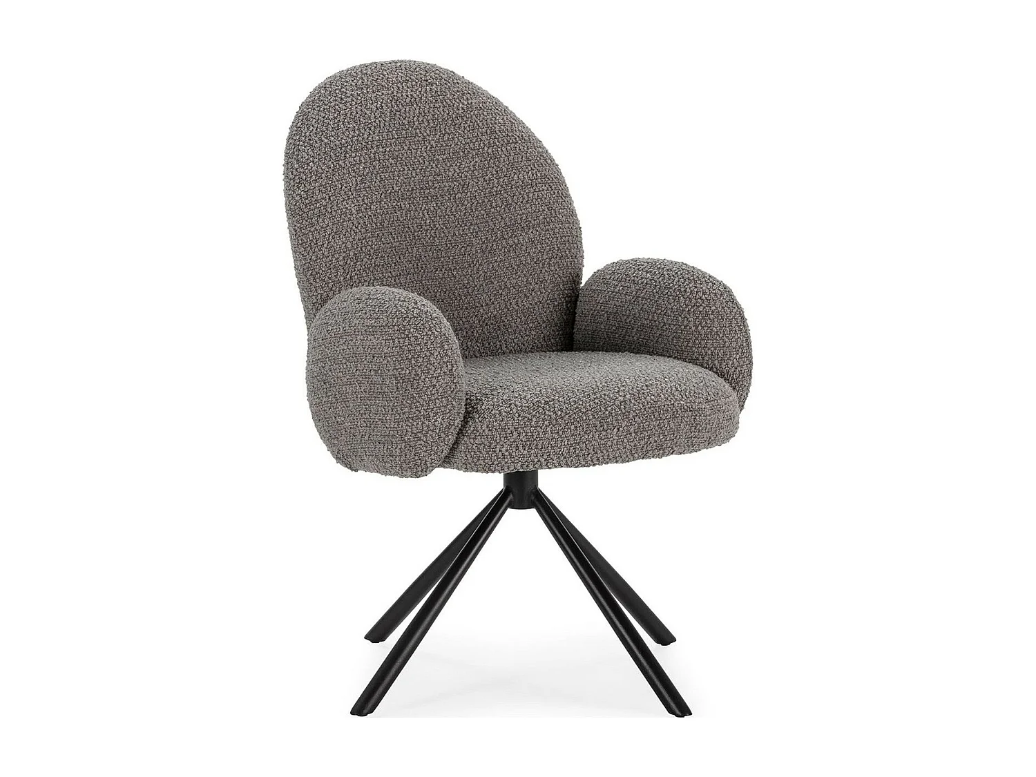 Fauteuil de table pivotant en tissu bouclé gris clair - Opaline