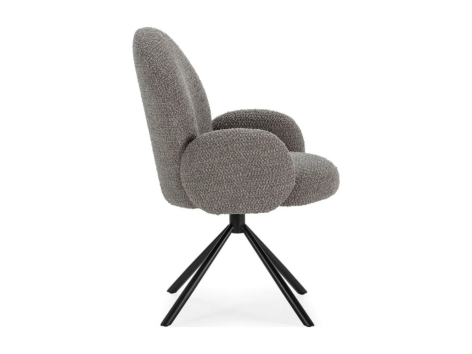 Fauteuil de table pivotant en tissu bouclé gris clair - Opaline