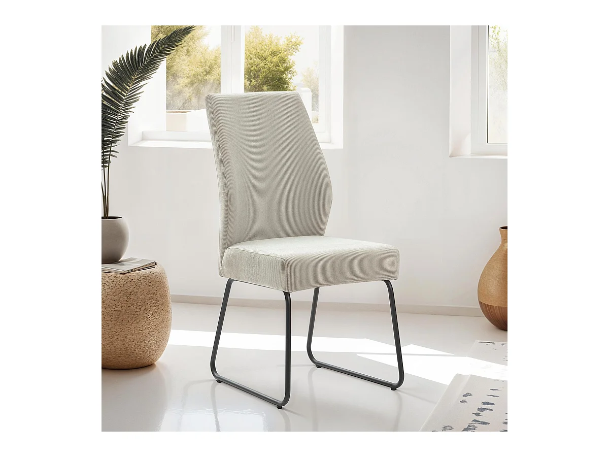 Lot de 4 chaises en velours côtelé gris clair - Stuga