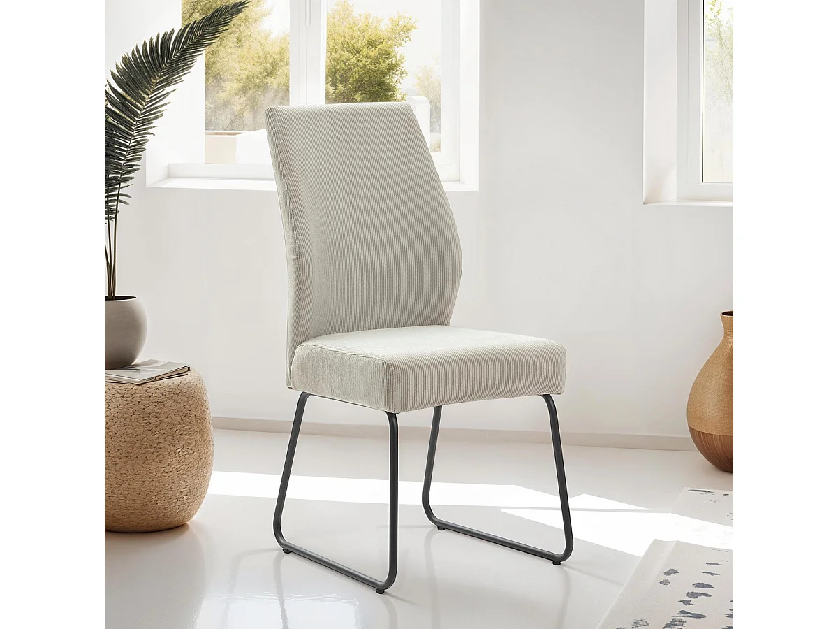 Lot de 4 chaises en velours côtelé gris clair - Stuga