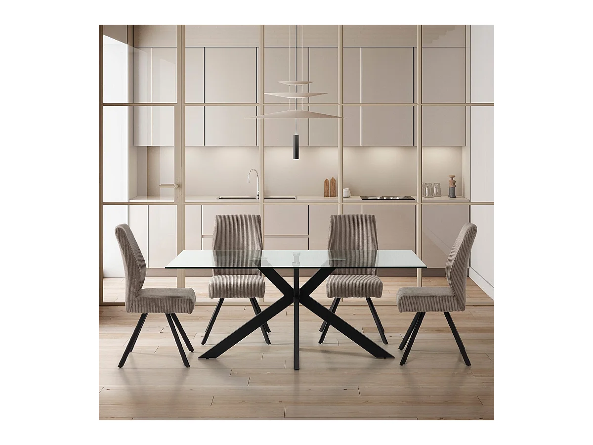 Lot de 2 chaises en velours côtelé gris clair - Lagom