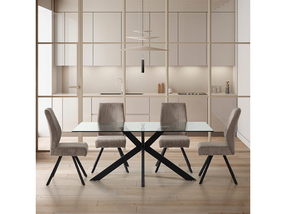 Lot de 2 chaises en velours côtelé gris clair - Lagom