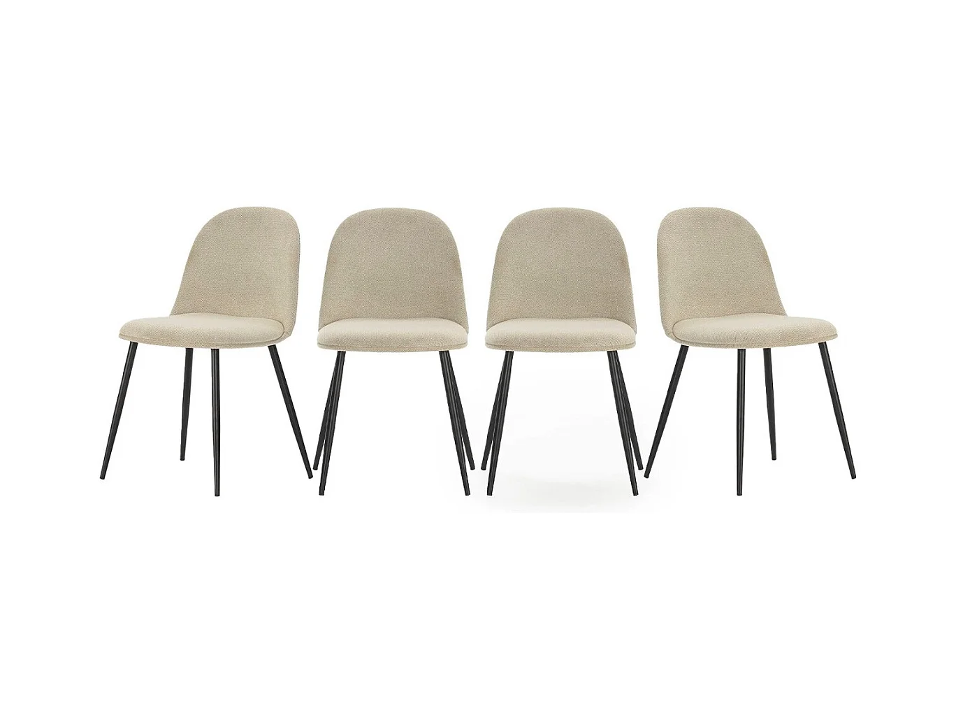 Lot de 4 chaises en tissu beige - Haven